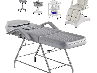 Portable Professional Massage Table With Foldable Metal Frame And Beauty Trolleys 3d model