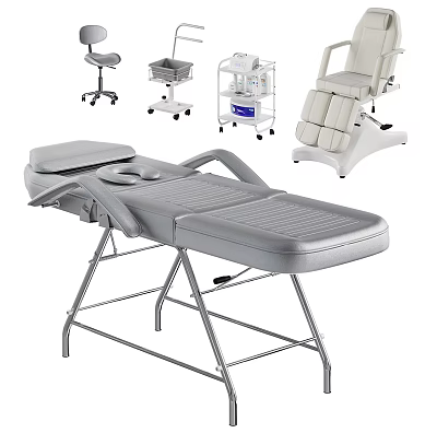 Portable Professional Massage Table With Foldable Metal Frame And Beauty Trolleys 3d model