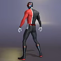 Black And Red Superhero Style 3D Character Wearing Bodysuit Helmet White Gloves And Boots