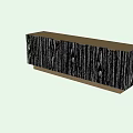 Modern Black Wooden Sideboard Cabinet With Gold Base And Geometric Panel Design