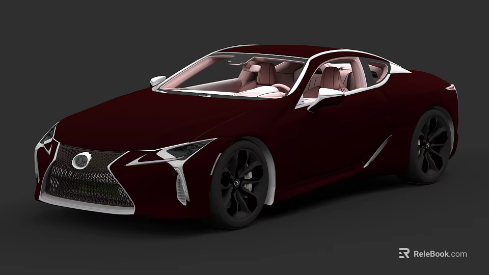 Dark Red Lexus Sports Car With Sleek Exterior Design And Pink Leather Seats 3d model 