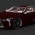 Dark Red Lexus Sports Car With Sleek Exterior Design And Pink Leather Seats