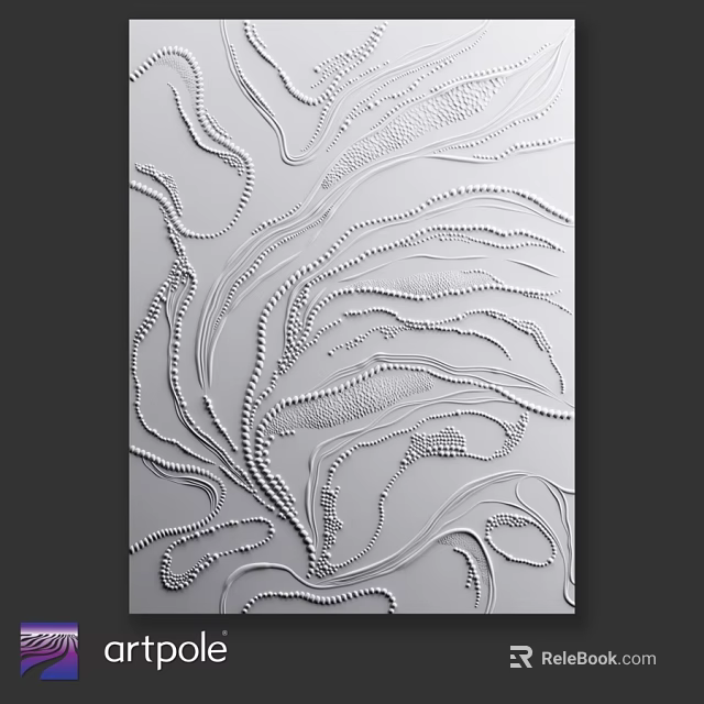 Decorative White Wall with Intricate Abstract Curved Patterns and Textured Relief Design 3d model 