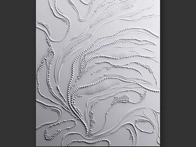 Decorative White Wall with Intricate Abstract Curved Patterns and Textured Relief Design 3d model