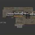 Industrial Machinery Structure With Metal Pipes Concrete Walls And Mechanical Components