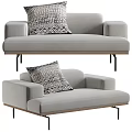 Modern Single Sofa Upholstered with Patterned Pillow and Metal Legs 3d model