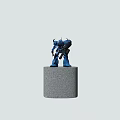 Blue Mecha Robot Action Figure Standing With Gun And Knife On Display Base