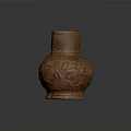 Artisanal Carved Terracotta Pitcher With Intricate Floral Patterns And Handle