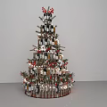 Christmas Tree Decorated With Stars Stockings Wreaths And Gifts On Green Background