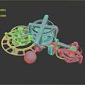 Mechanical Equipment Structure With Interlocking Gears Cross Frame And Metal Sphere Component 3d model