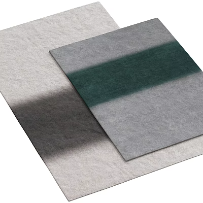 Gray And Green Striped Square Rug With Soft Plush Texture And Modern Design 3d model