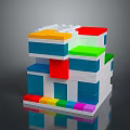 Colorful Building Blocks Stacked In Multilayer Structure With Various Shapes And Bright Hues
