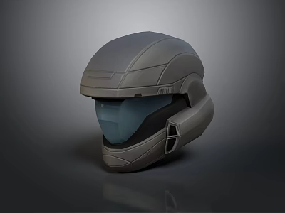 Modern Futuristic Gray Helmet Design With Sleek Surface And Face Shield 3d model