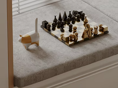 Modern chessboard decorations 3d model