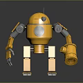 Yellow Mechanical Robot 3D Model With Detailed Arms And Reflective Surface 3d model