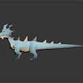 Low Poly Blue Dragon Doll With Red Eyes And Spiked Back 3d model