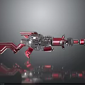 Futuristic Sci-Fi Weapon Red And Silver Mechanical Design With Detailed Components 3d model