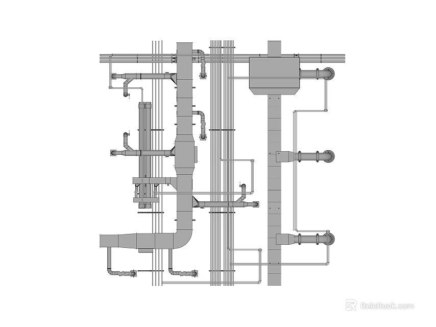 Industrial Pipe System Structural Layout With Engineering Components And Mechanical Framework 3d model 