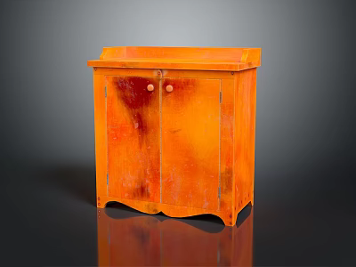 Orange Wooden Cabinet with Double Doors and Flat Decorative Top Modern Stylish Furniture Piece 3d model