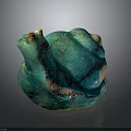 Turquoise Frog Ceramic Figurine With Textured Surface And Vintage Handcrafted Details