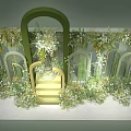 Photo Check In Spot With Green Arch Floral Decorations White Green Plants And Stepped Structure
