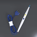 Handheld Medical Device With Blue Cable Plug Buttons And Yellow Indicator Light 3d model