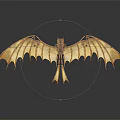 Pterosaur Model With Extended Wings Brown Yellow Texture Skeleton Structure Dark Background 3d model