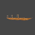 Two Handcrafted Wooden Boats With Oars And Detailed Wooden Supports