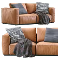 Brown Leather Two Seater Sofa With Modern Design And Comfortable Cushions 3d model