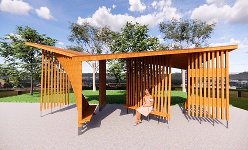 Wood Moulding Pavilion Grille Rest Pavilion 3d model