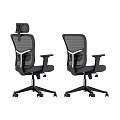 Two Modern Ergonomic Mesh Back Office Chairs with Adjustable Features and Wheels 3d model