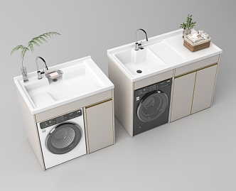 Washing Machine Cabinet Balcony Cabinet Washing Machine 3d model