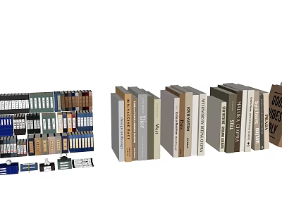 Diverse Book Collection with Various Colors Sizes and Cover Designs Arranged Neatly 3d model