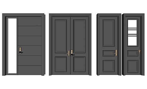 Modern security door interior door single door swing door sliding door 3d model