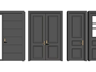 Modern security door interior door single door swing door sliding door 3d model
