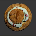 Delicious Golden Crispy Pastry With Cream Topping And Red Berry Garnish