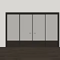 Modern Black Frame Sliding Glass Doors With Transparent Panels And Wooden Floor