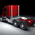 Red Heavy Duty Commercial Truck With Cab Chrome Details Headlights And Wheels