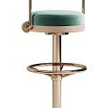 Modern Bar Stools With Velvet Green And Brown Seats Gold Metal Frame Round Footrest