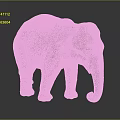Detailed Grayish Green Textured Elephant Model Standing On Dark Background
