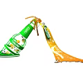 Green Bottle Shaped Tsingtao Beer Art Installation with Yellow Streamer and Football Elements