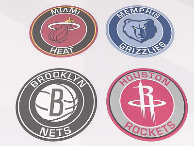 NBA Team Logos Featuring Miami Heat Memphis Grizzlies Brooklyn Nets And Houston Rockets 3d model