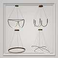 Elegant Modern Gold Geometric Chandeliers Hanging For Interior Design 3d model