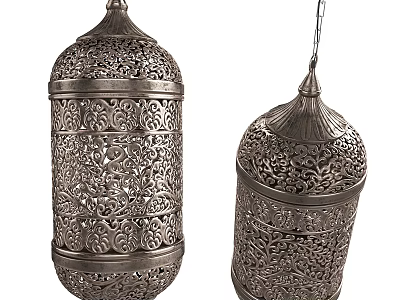Silver Carved Chandeliers With Intricate Patterns For Traditional Home Interior Decor 3d model