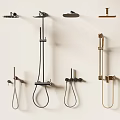 Various Modern Shower Heads With Handheld Overhead And Fixed Mounts And Bathroom Accessories