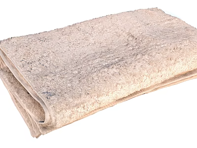 Absorbent Soft Textured Beige Cotton Towel Folded Neatly For Daily Bathroom Use 3d model