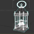 Classic Metal Candle Lantern With Glass Panels Top Ring And Decorative Base