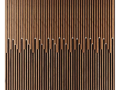 Modern Wooden Wall Decor With Vertical Slats And Geometric Pattern Design 3d model