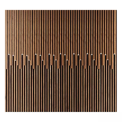 Modern Wooden Wall Decor With Vertical Slats And Geometric Pattern Design 3d model