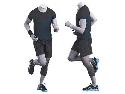 Dark Teal And Black Running Sportswear Short Sleeve Top And Shorts 3d model